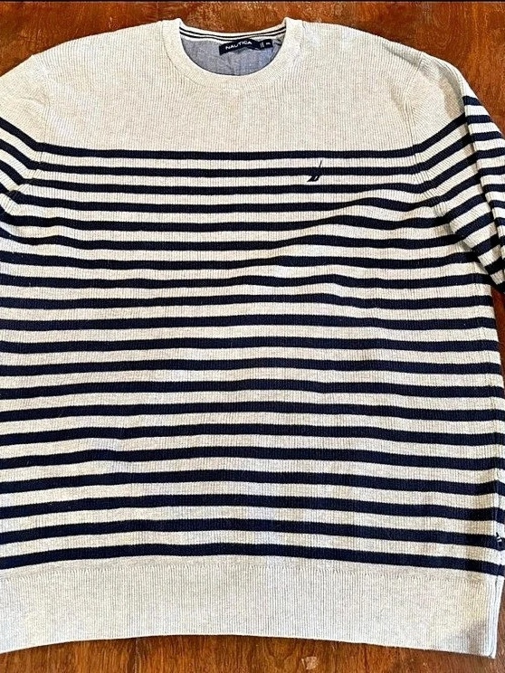 Nautica Mens Striped Crewneck Sweater Gray & Blue XXL
